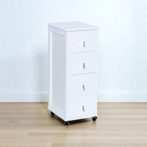 Carrello cassettiera POKERINO in legno a 4 cassetti BIANCO