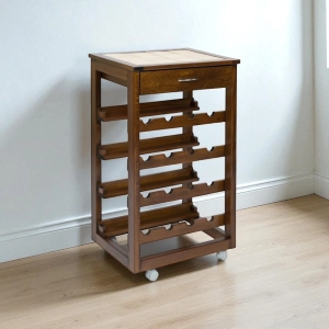 Carrello cantinetta in legno massello LANDHELL Noce