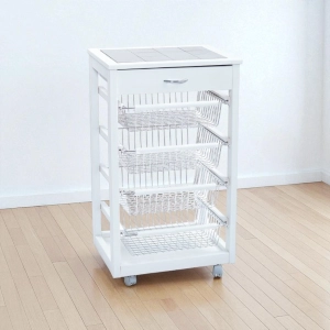 Carrello Cucina Portafrutta con Cassetto Portaoggetti BIANCO
