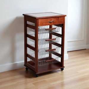 Carrello Cucina Portafrutta con Cassetto Portaoggetti NOCE