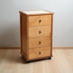 POKER kitchen trolley with drawers and ceramic top Oak