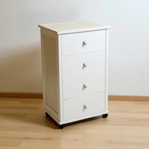 POKER kitchen trolley with drawers and ceramic top White