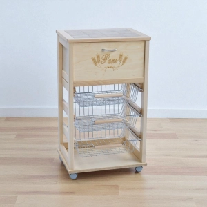 Carrello cucina portafrutta con portapane NATURALE