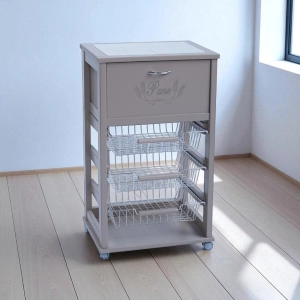 Carrello cucina portafrutta con portapane LACCATO TORTORA