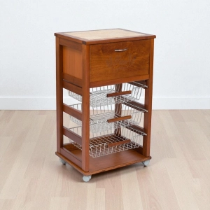 Carrello cucina portafrutta con portapane NOCE