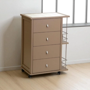 Carrello da cucina POKER con cassetti e portabottiglie Tortora