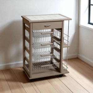 Carrello porta frutta con cassetto e bottigliera TORTORA