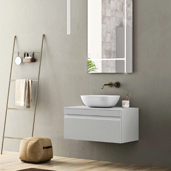 Cajón lavabo suspendido para baño en PVC 100 cm RIO Gris