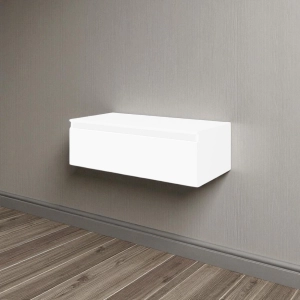 NILYA 100 cm suspended bathroom drawer in melamine-faced chipboard – Glossy White