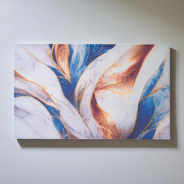 Cuadro moderno 80x160 cm sobre lienzo con marco de madera con diseño abstracto de mármol