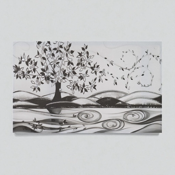 Peinture sur toile 50x100 cm Thème Arbre de Vie avec détails en relief