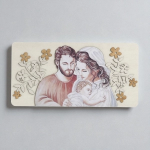Capezzale moderno Sacra Famiglia 59x119 cm legno laminato Modello 1