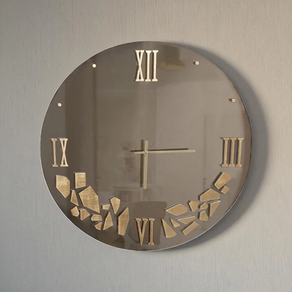 Horloge murale ronde en verre miroir - HILDI
