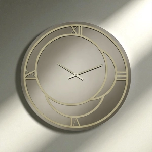 Rotierende Uhr D80 cm aus bronzefarbenem Kristall und Gold-CAIUS-Details