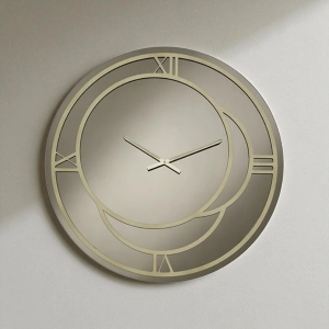 Rotierende Uhr D60 cm aus bronzefarbenem Kristall und Gold-CAIUS-Details