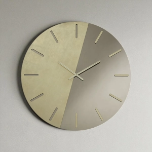 Runde MACK-Wanduhr D80 cm, zweifarbig in Bronze und Gold