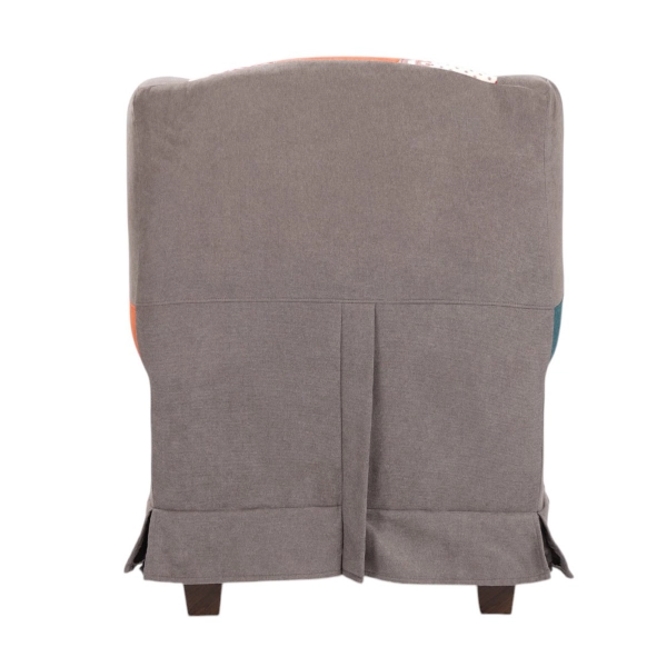 BERGERE taupe armchair in removable patchwork fabric