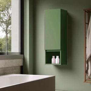 Hängende Halbsäule 1 Tür und niedriges offenes Fach H90 Matt Green