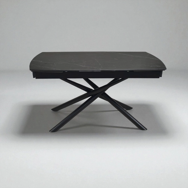 Mesa moderna extensible Veral 160-240x90 cm tapa de mármol y estructura negra