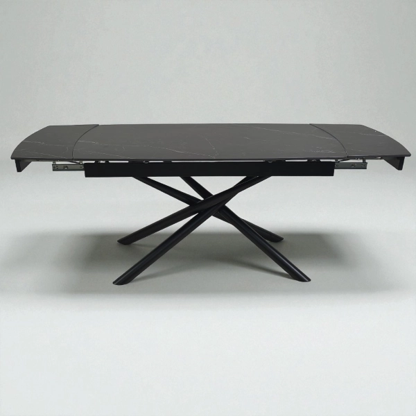 Mesa moderna extensible Veral 160-240x90 cm tapa de mármol y estructura negra