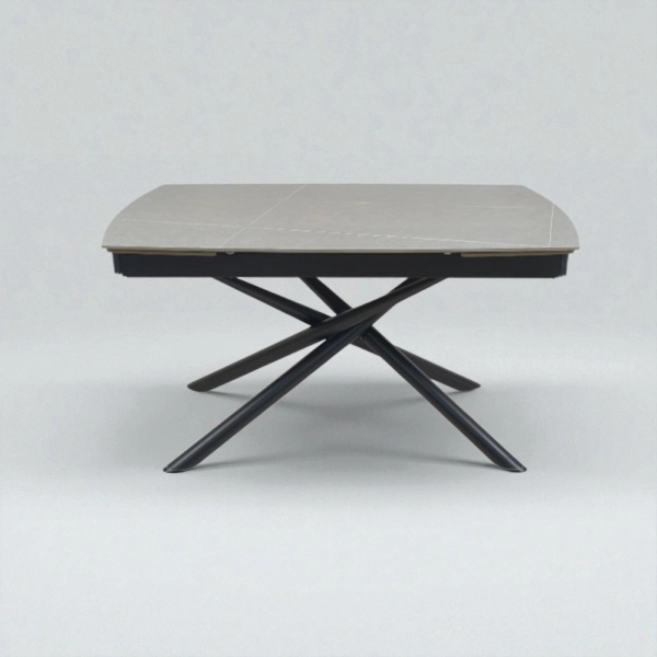Mesa extensible 140-200x90 cm tapa mármol gris y patas negras - VERAL