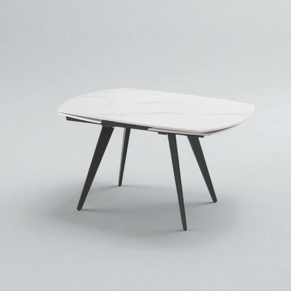 Mesa extensible 130-190x80 cm tapa mármol blanco - ALMOR