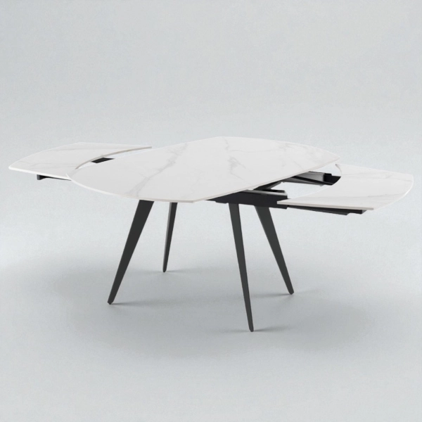 Mesa extensible 130-190x80 cm tapa mármol blanco - ALMOR