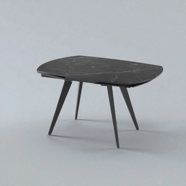 Mesa extensible Almor 130-190x80 cm tapa mármol negro
