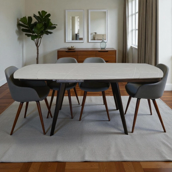 Mesa Almor 130-190x80 extensible tapa mármol gris