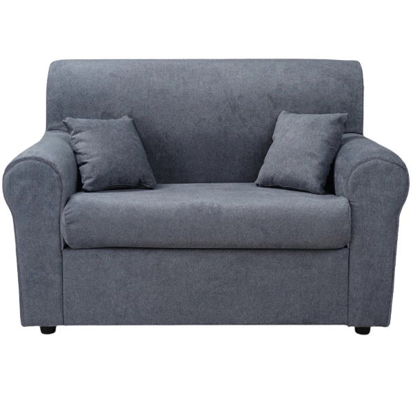 Sofá de 2 plazas de 127 cm en tela con cojines, color gris.