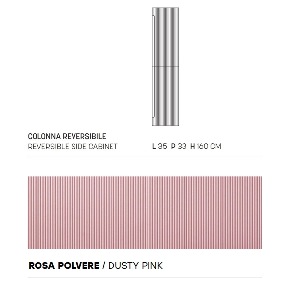 Colonna bagno reversibile h 160x35 cm Rosa Polvere RIGHE