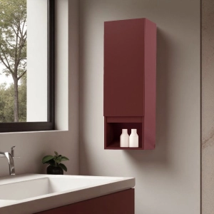 Abgehängte Halbsäule mit 1 rechten Tür und niedrigem Wohnraum H90 Matt Rust