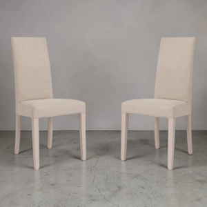 Moderne Denver Stühle aus gepolstertem beigefarbenem Stoff – 2er-Set