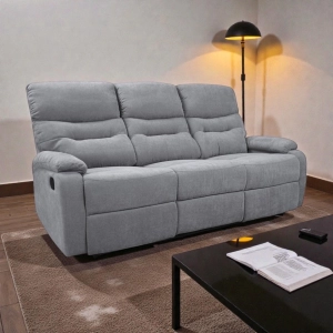 SOAVE 3-Seater Relax Sofa L190 Manual Reclining in Grey Fabric