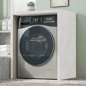 Open wooden washing machine module 79x91 cm Spatulated Grey