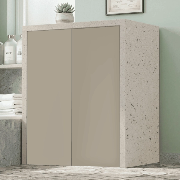Meuble Machine à Laver de Buanderie à 2 Portes 79x91h cm – Gris Tourterelle/Pierre