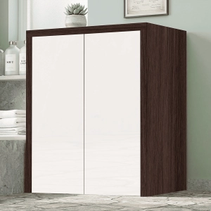 Mobile coprilavatrice in legno 79x91 cm 2 ante Bianco e struttura Olmo Caffè