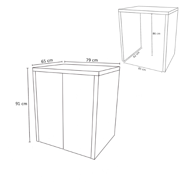 Meuble Machine à Laver en Bois à 2 Portes 79x91h cm – Blanc/Café