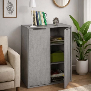 Kovra Office Cabinet 72x87h cm in wood 2 Doors Concrete