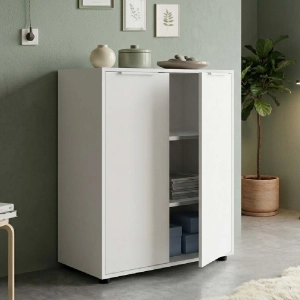 Kovra Office Cabinet 72x87h cm in wood 2 Doors Glossy White