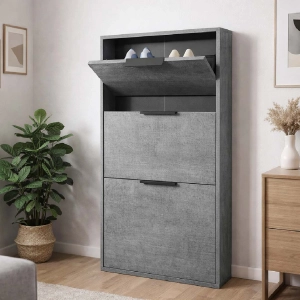 Olant Shoe Cabinet 65x106h cm in wood 3 Doors Concrete