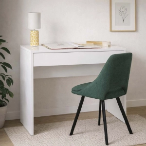 Paldir Office Desk 100x82h cm with Drawer in White Lacquered Wood