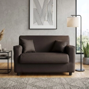 Dark Brown 2 seater sofa - removable fabric 124 cm BOLOGNA