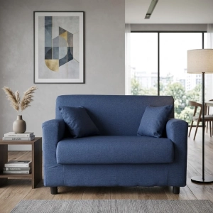 2 seater sofa Blue - removable fabric 124 cm BOLOGNA