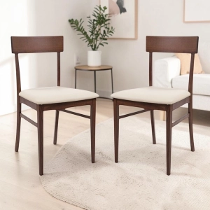 Wooden chair with upholstered eco-leather seat MONACO walnut Set of 2