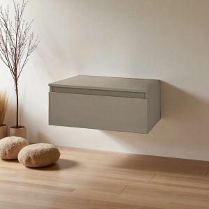 NILYA 80 cm suspended bathroom drawer in melamine-faced chipboard – Matte Dove Grey
