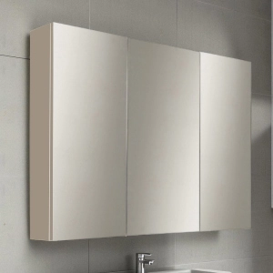 Bathroom mirror with 3 doors 80xh60 cm in matt dove gray wood