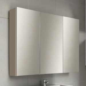 Miroir de salle de bain 3 portes 80xh60 cm en bois gris tourterelle mat