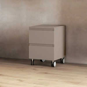 Carrello 2 cassetti 41x44xH58 multiuso in legno con ruote Tortora Opaco