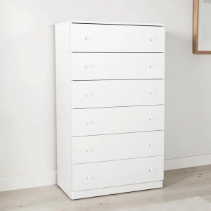 Commode en mélamine 6 tiroirs 74x126h cm Blanc